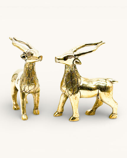 Brass Decoratove Standing Deer Medium Set of 2