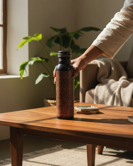 Copper Antique Engraved Bottle