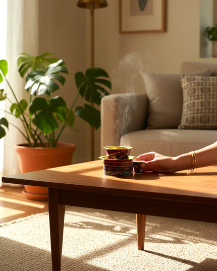 Brass Coffee Tumber Set with Tribal Print