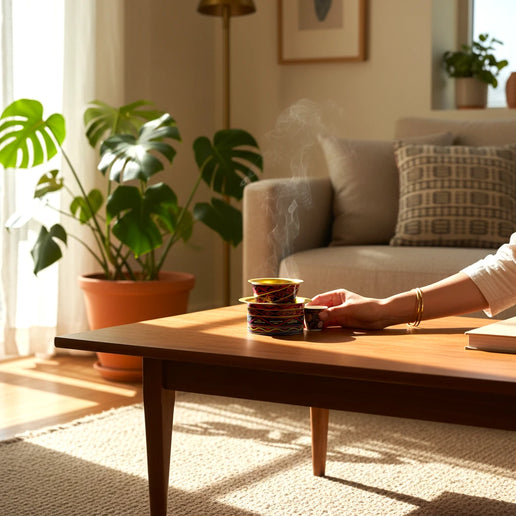 Brass Coffee Tumber Set with Tribal Print