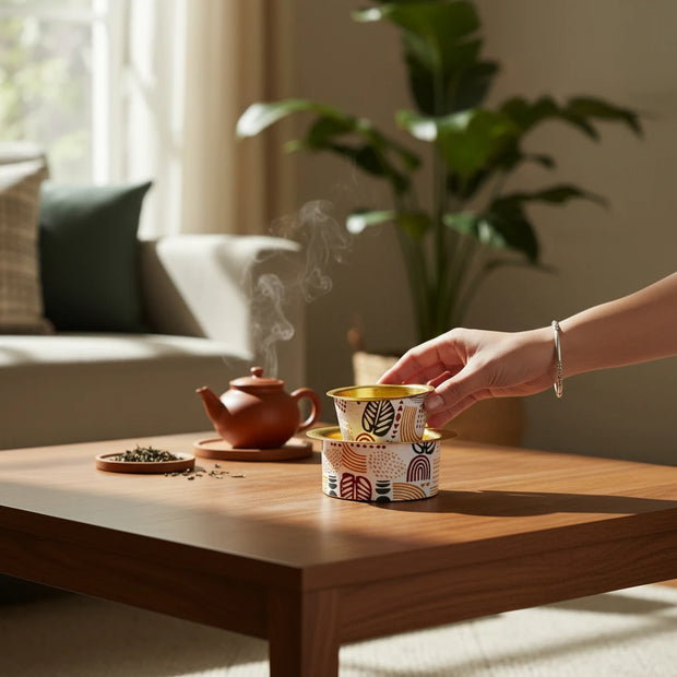 <h4><span style="text-decoration:underline">Enamel Printed Coffee Set</span></h4>