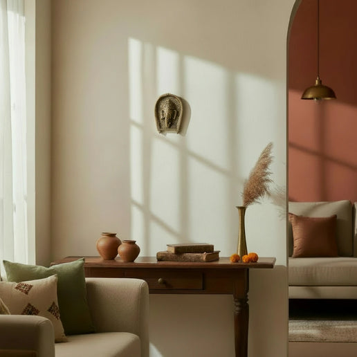 Brass Ganesha Face Decorative Wall Hanging Small