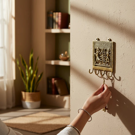Brass Handcrafted Tribal Key Hanger Wall Decor