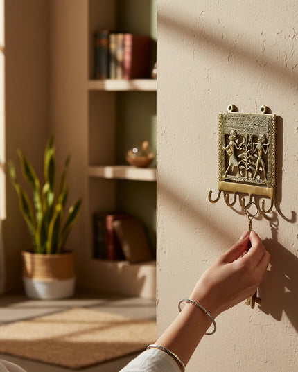 Brass Handcrafted Tribal Key Hanger Wall Decor