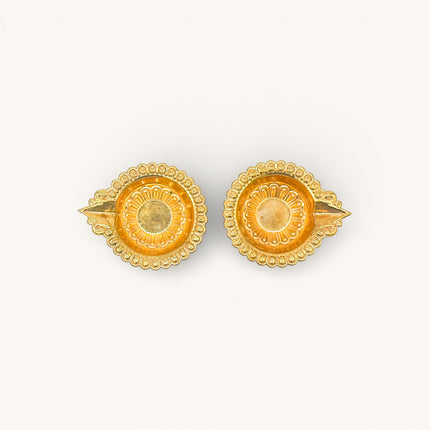 Brass Lightweight Round Flower-Shaped Diya - Set of 2