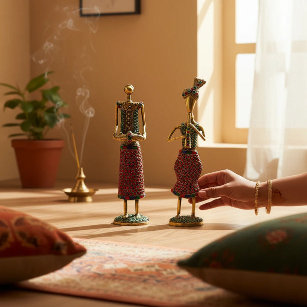 Brass Music Couple Figure