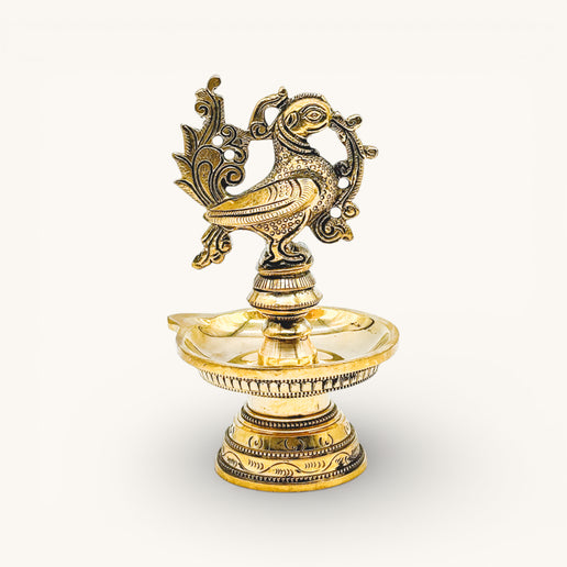Brass Peacock Oil Diya (1 wick)