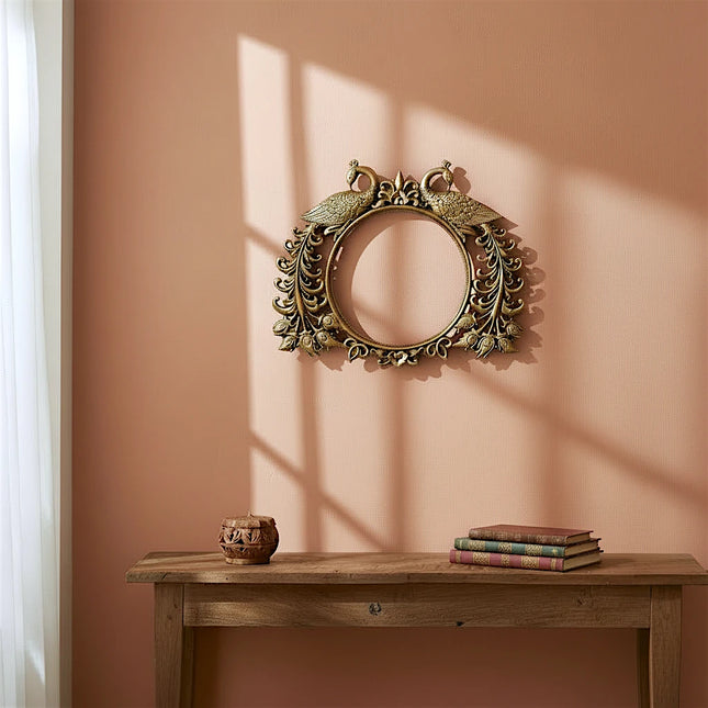 Brass Peacock Wall Decor- Round