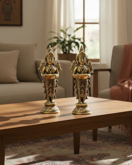 Brass Standing Lady with Diya