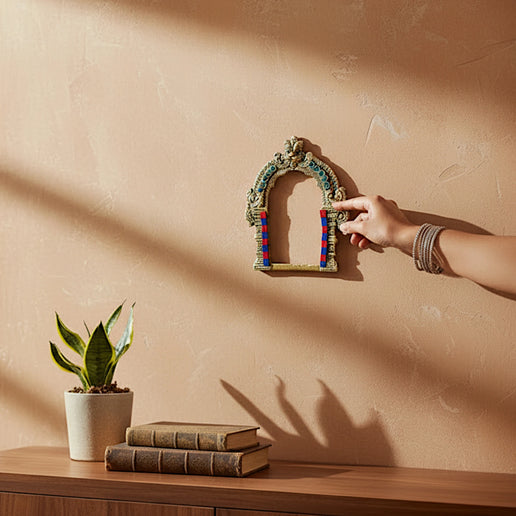 Brass Wall Decor Narashimha Prabhavali With Stone Inlay Small