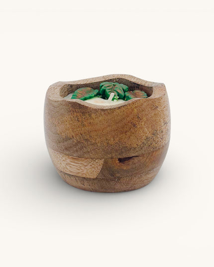 Fresh Aromatic Soy Wax Candle in Wooden Bowl – 110g