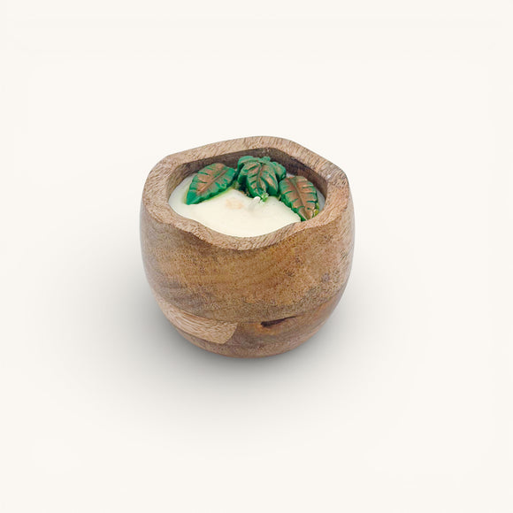 Fresh Aromatic Soy Wax Candle in Wooden Bowl – 110g