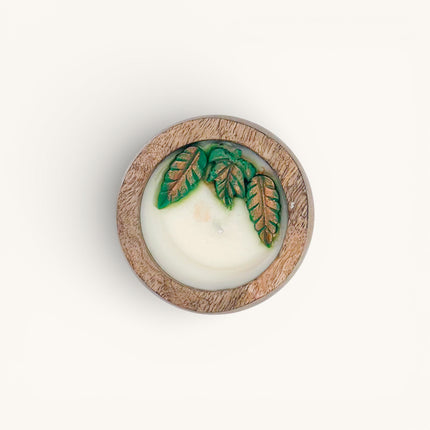 Fresh Aromatic Soy Wax Candle in Wooden Bowl – 110g
