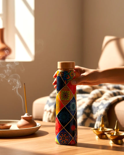 Multi Colour Printed Copper Tapered Water Bottle