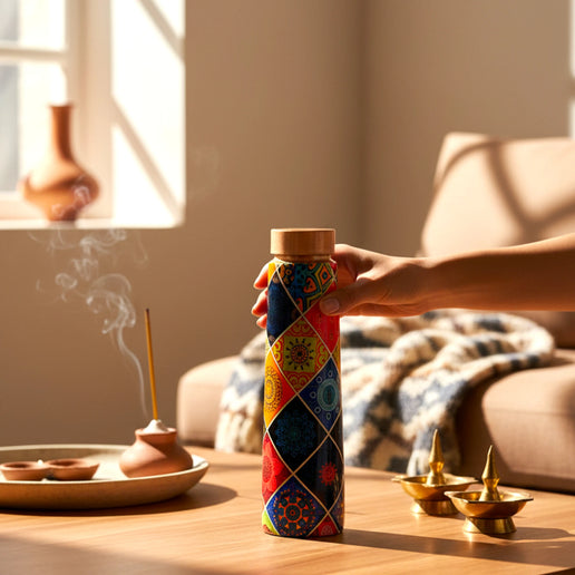 Multi Colour Printed Copper Tapered Water Bottle