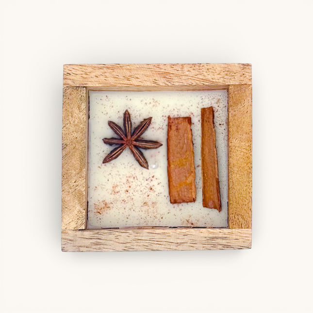 Handcrafted Spice Aroma Candle in Wooden Jar