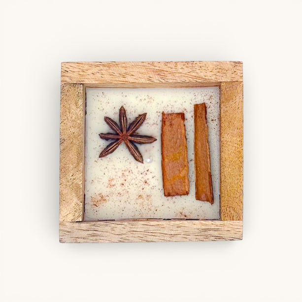 Handcrafted Spice Aroma Candle in Wooden Jar