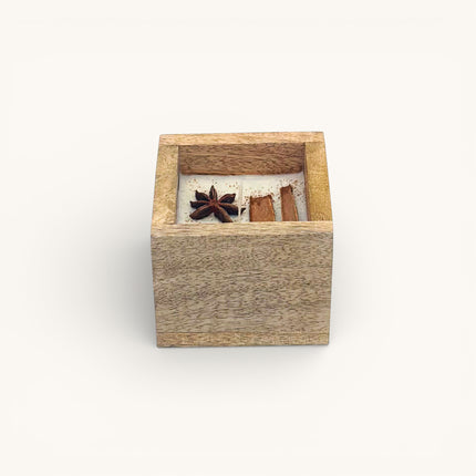 Handcrafted Spice Aroma Candle in Wooden Jar