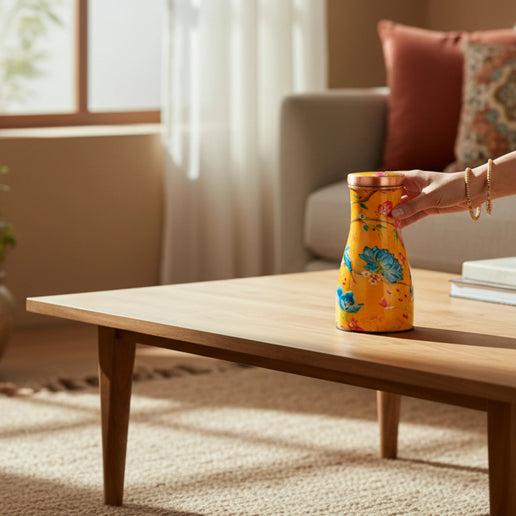 Summer Printed Bird and Floral Copper Bedroom Water Jar