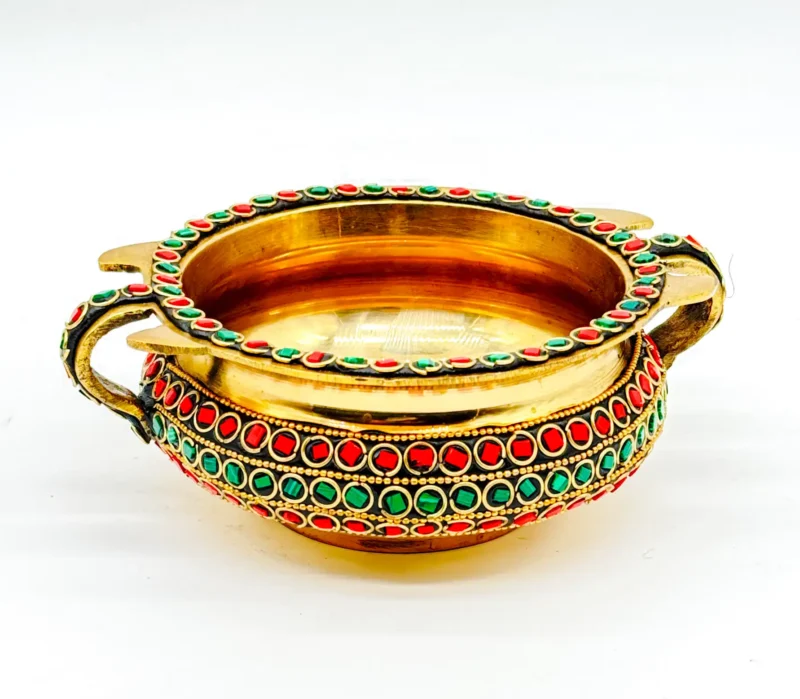 Brass Urli with Stone inlay - Image 2