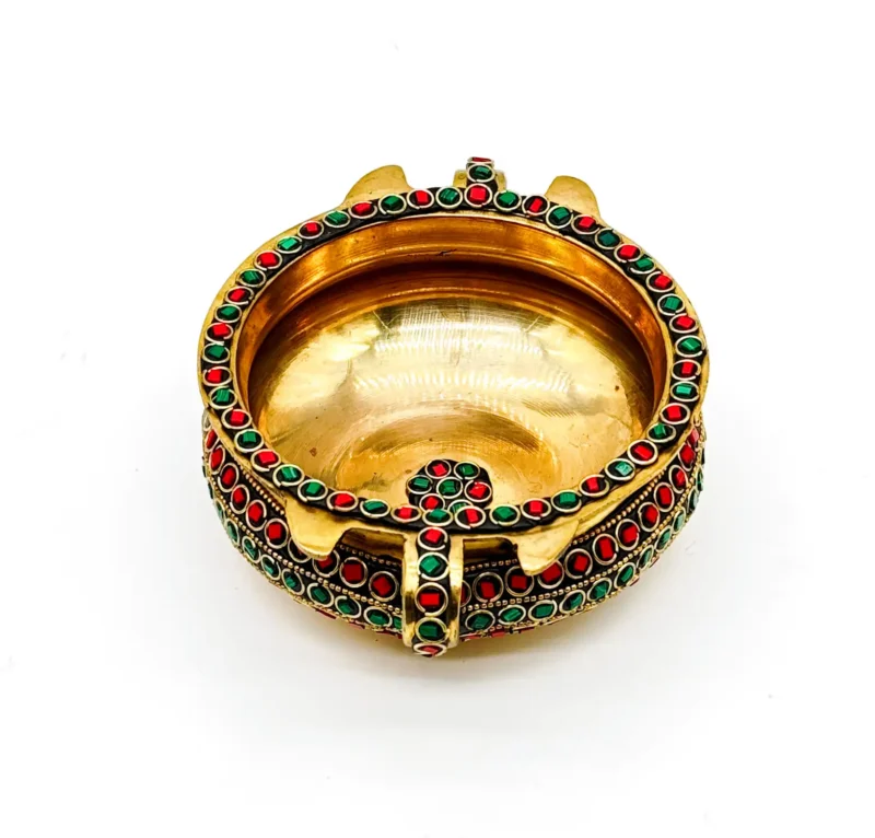 Brass Urli with Stone inlay - Image 3