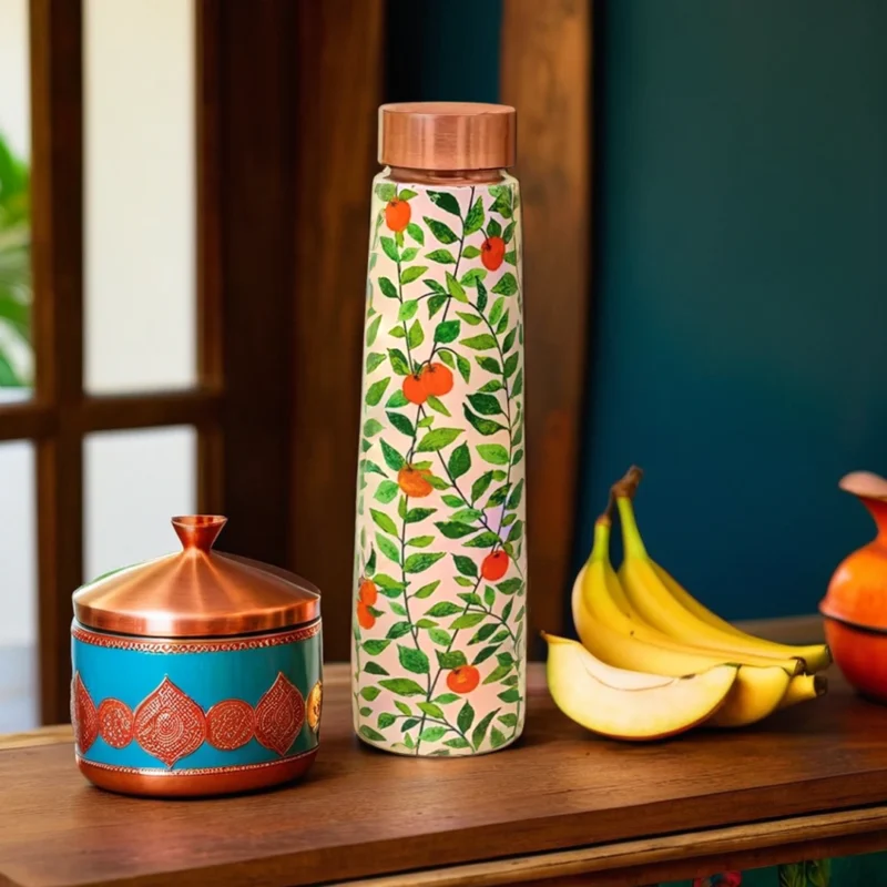 Copper Floral Printed Tapered Tower Bottle